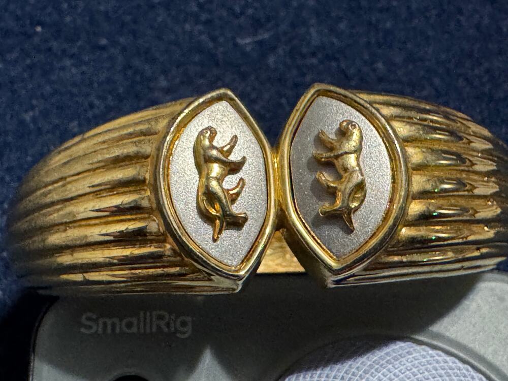 Vintage Gold Tone Hinged Bracelet Panther on Ends 6.75in